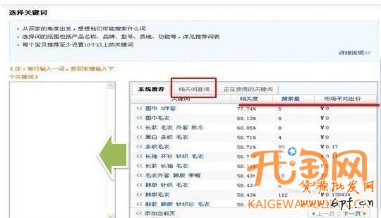 直通車關(guān)鍵詞